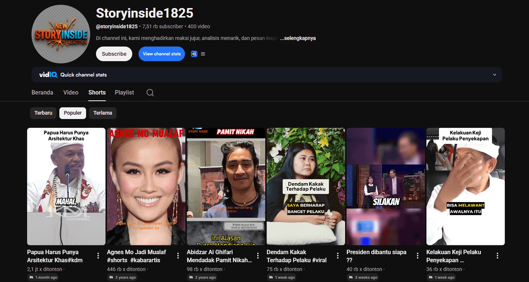 Tab Shorts channel Storyinside1825: klip KDM tembus 2,1 juta views